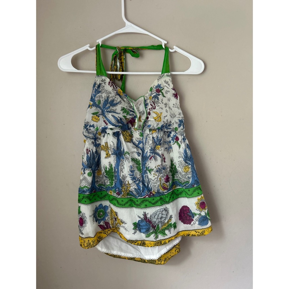Odille Anthropology Floral  Halter Top Boho Fairycore Coquette Cottagecore‎
